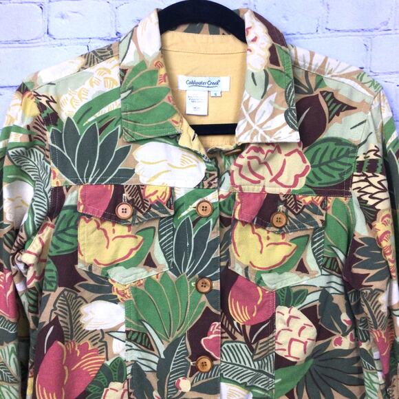Coldwater Creek Cottagecore Floral Collared Nature Lightweight Cropped Jacket S - Picture 2 of 13